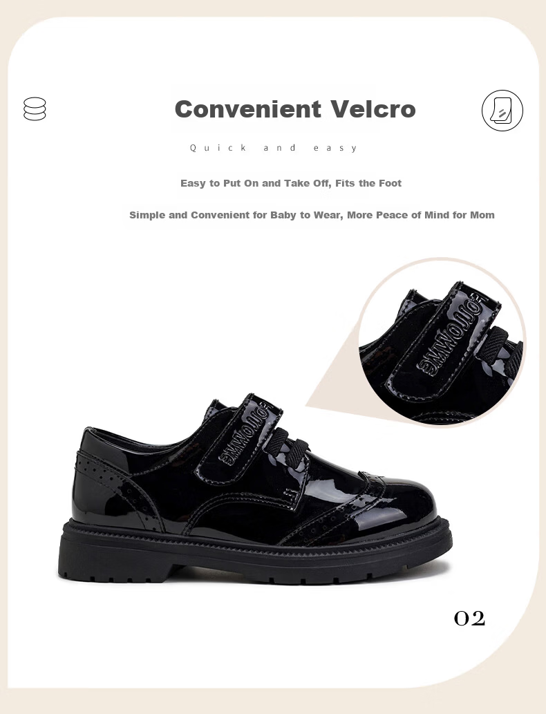 Follow Me Boys Leather Shoes, Spring And Autumn Comfortable Soft-Soled Performance Shoes for School, Black British Style Children's Shoes, Black, Size 33 7