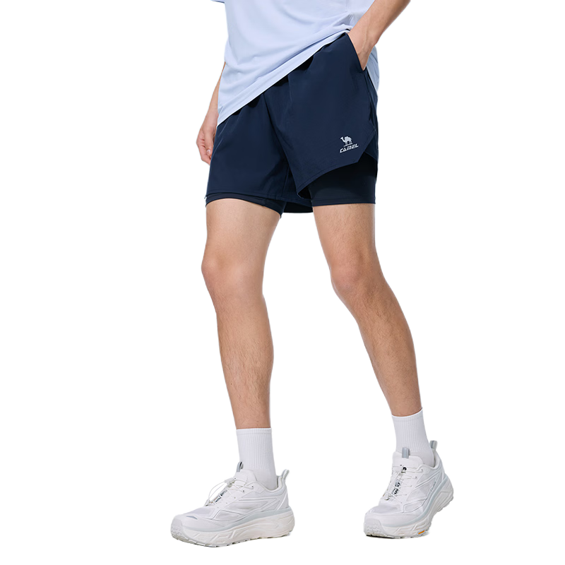 CAMEL Quick-Dry Men's Sports Shorts Anti-Exposure Fitness Training Running Pants C16BA4L0075 Night Blue L
