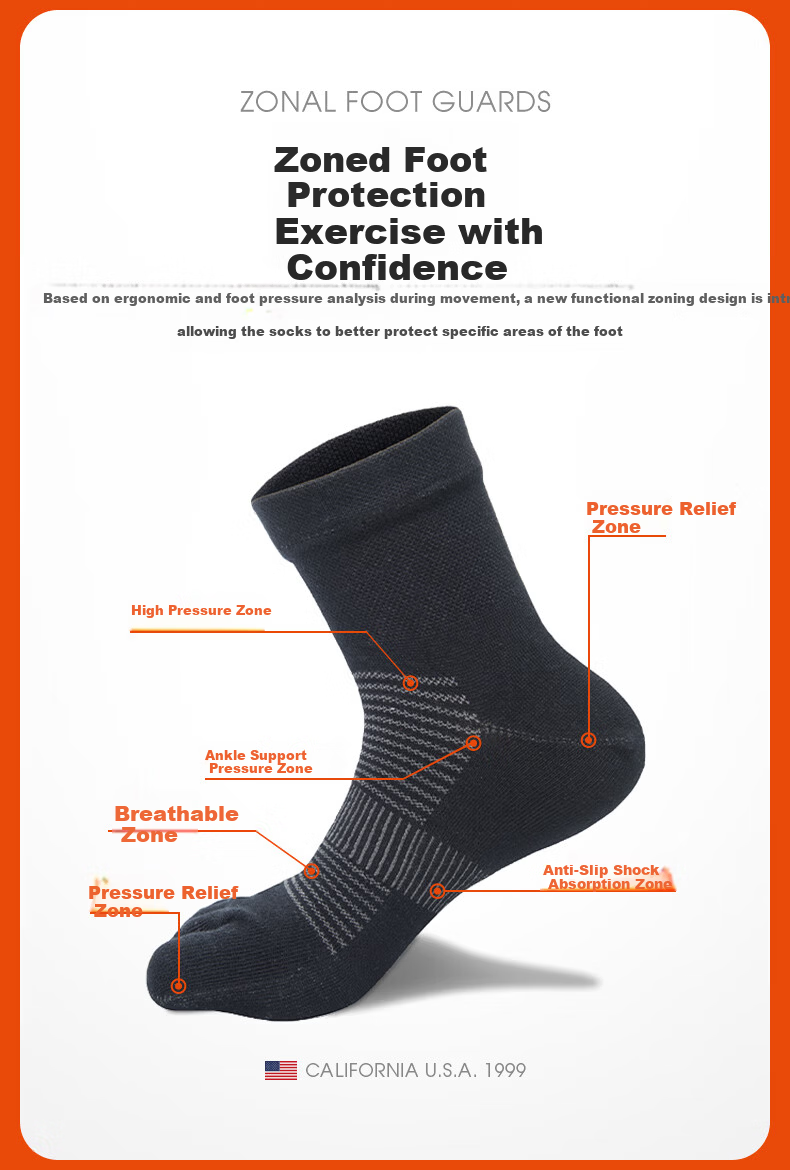 TFO DuPont Coolmax Outdoor Five-Toe Socks Quick-Dry Toe-Separated Outdoor Running Hiking Socks 2902502 Black L 4