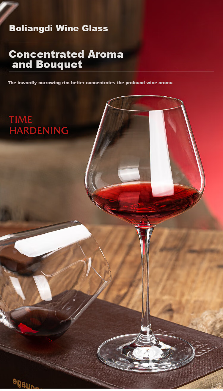 Green Apple Red Wine Glasses Large Capacity 468ml Set of 6 + Crystal Glass U-Shaped Decanter Set 2