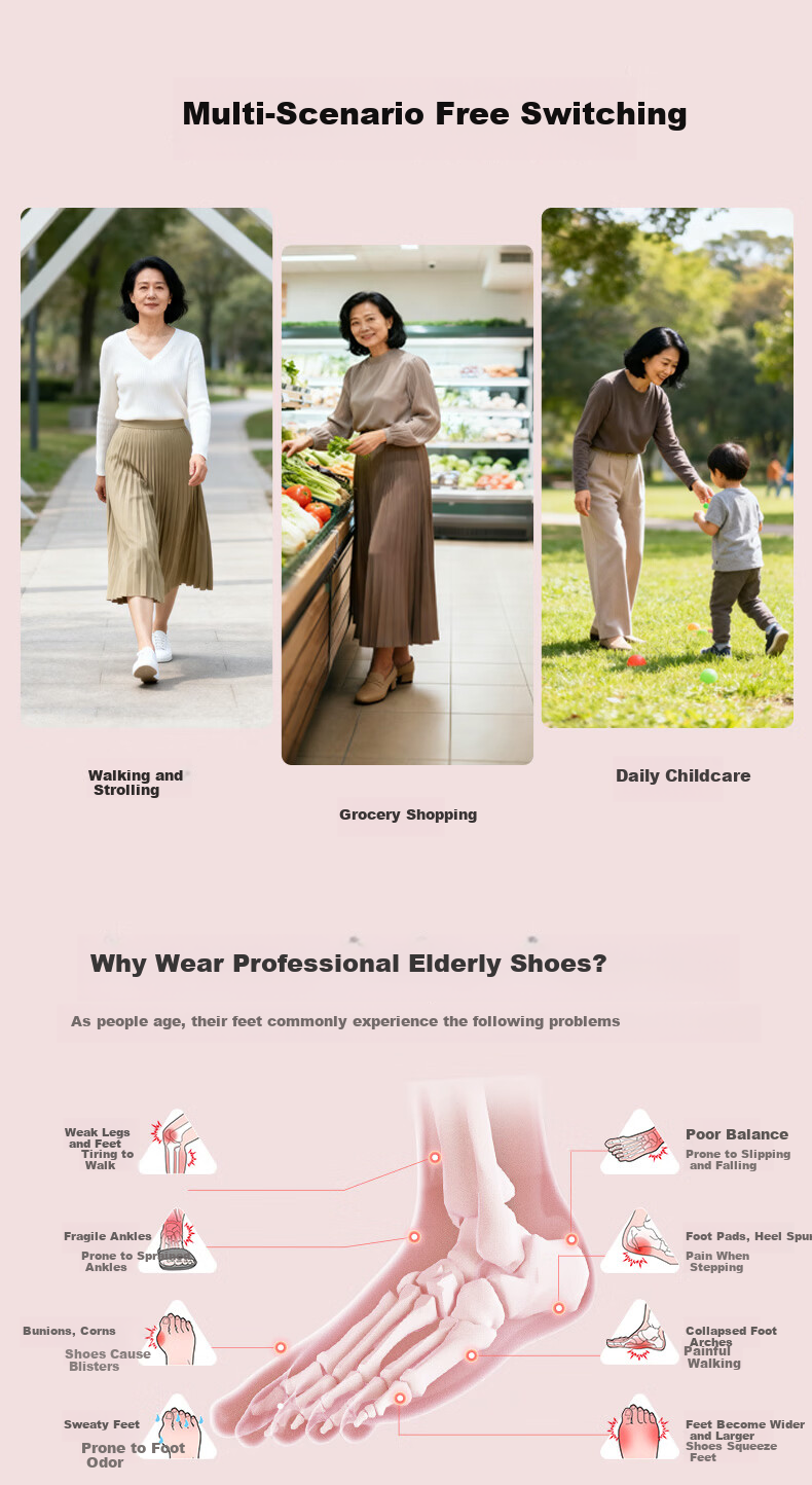 Zulijian Elderly Soft Sole Casual Walking Shoes Holiday Gift Rose Mom Shoes 26116010T Lotus Pink Women Size 36 14