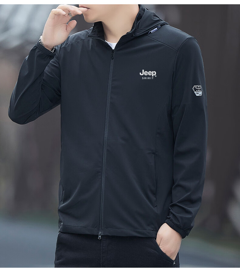 JEEP SPIRIT Men's Summer Sun Protection Jacket Casual Ice Silk Lightweight Breathable Quick-Dry Coat ZH8188 Ink Blue 3XL 11