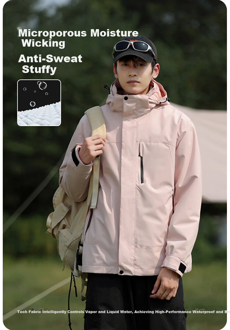 JEEP SPIRIT Unisex 3-in-1 Outdoor Windproof Waterproof Hooded Jacket Navy Blue M 7