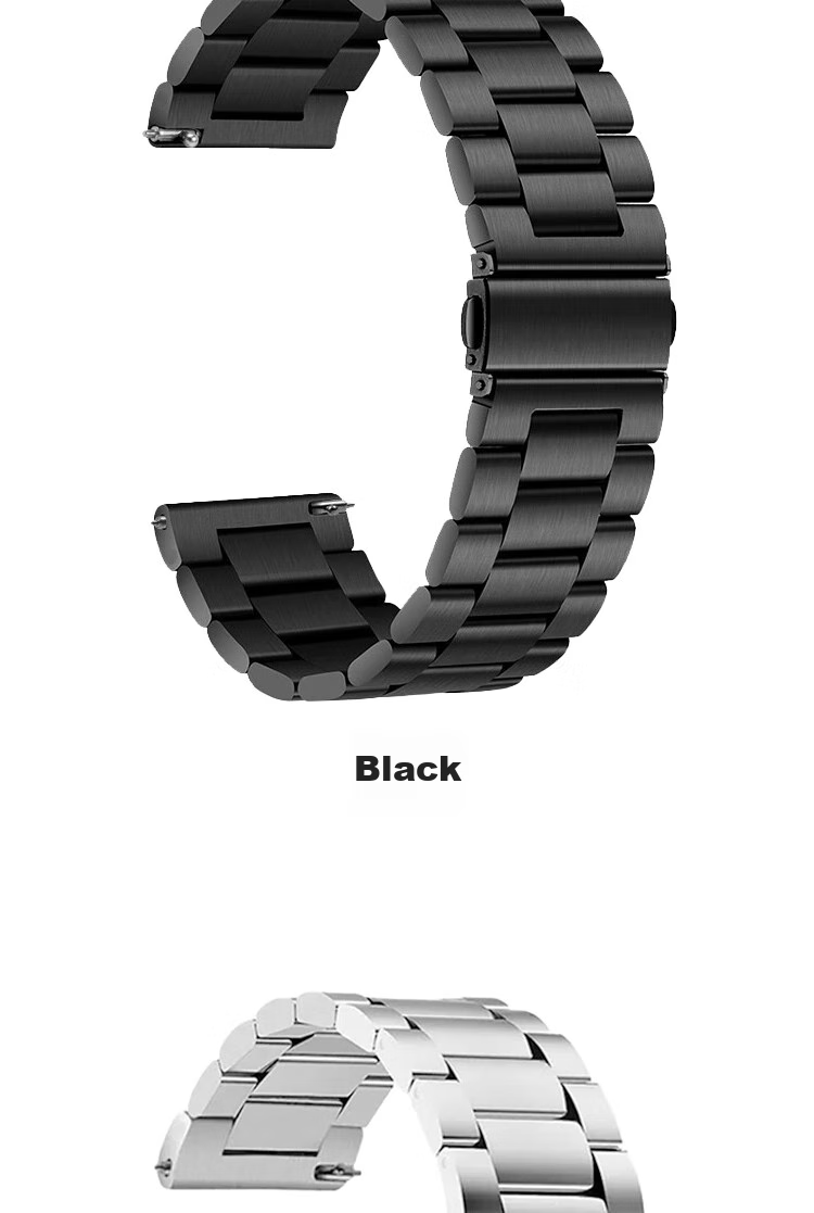 ESCASE Compatible with Xiaomi Watch Band, Suitable for Watch S4/S3/S2/S1Pro Watch Strap, Stainless Steel Three-Strand Replacement Band, Wristband for Men And Women, Watch Chain, Black, 46mm 12