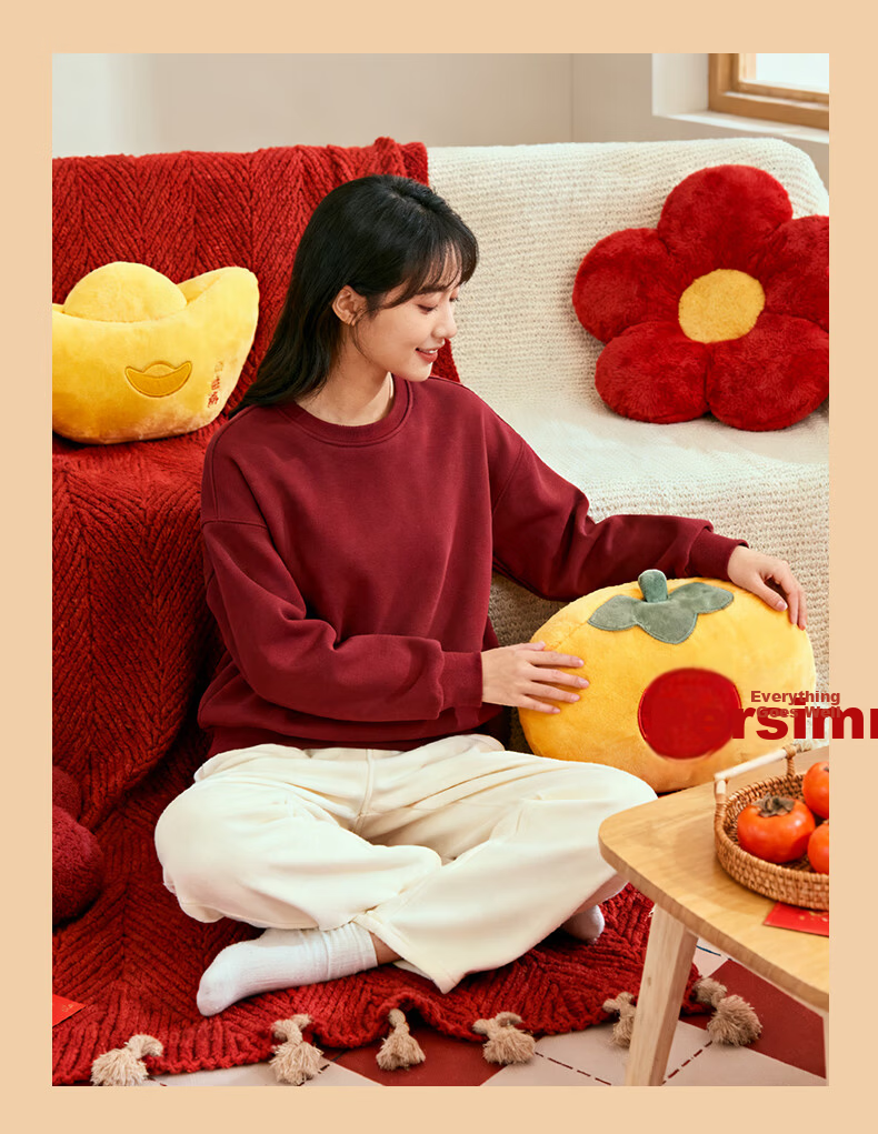 Baleno Red Fleece-Lined Warm Plus Size Long Sleeve Women's Sweatshirt 2026 Year of the Horse New Year Inner Wear Top for Women 9