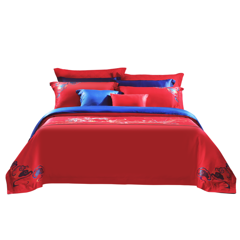 FUANNA Home Textiles, Pure Cotton Bedding Set, 60-Count Long-Staple Cotton, Wedding Six-Piece Set for 1.8-Meter Bed (230*229cm)