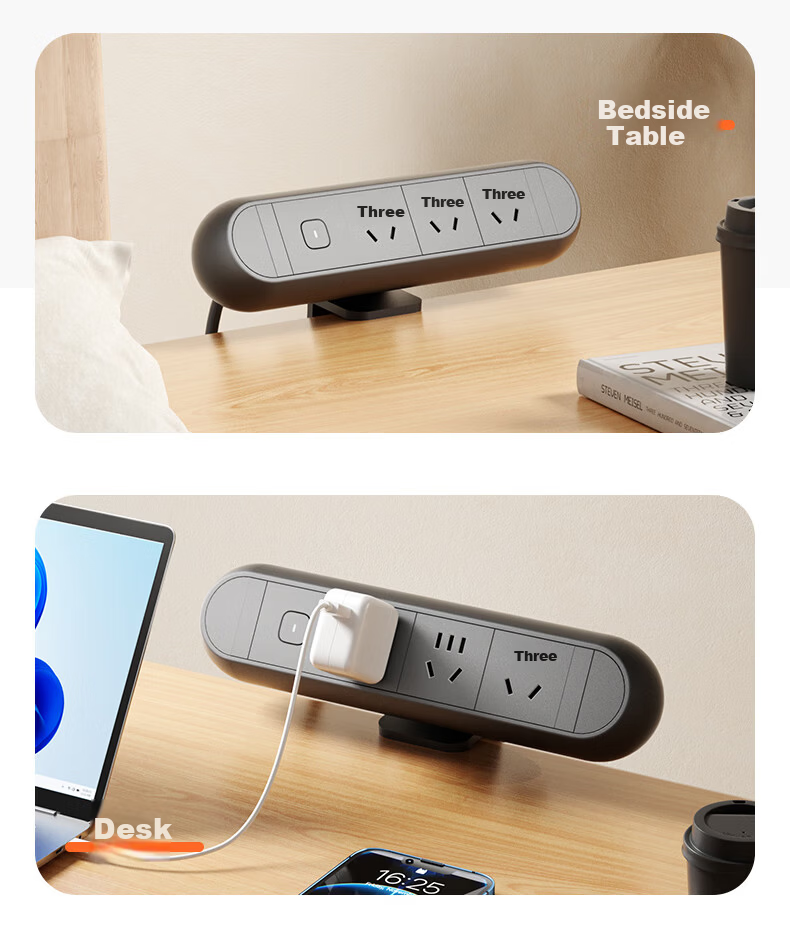 Lianggong Desk Clamp Socket Desktop Embedded Liftable Retractable Multifunctional Home Gaming Computer Office Desk Invisible Power Strip 3-Socket Outlet 10
