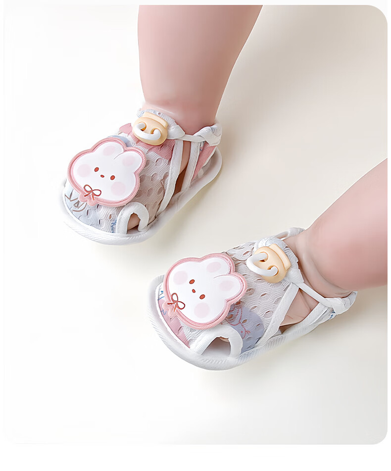 Aibao Baby Toddler Walking Shoes Summer Thin Mesh Floor Shoes Soft Sole Sandals Pre-Walking Shoes Rabbit S Size T290 8