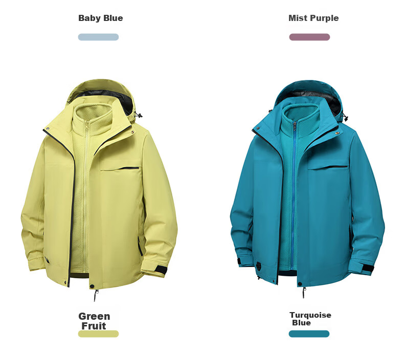 JEEP SPIRIT Men's and Women's Outdoor 3-in-1 Waterproof Windproof Mountaineering Jacket Couple's Dark Night Blue XS 10
