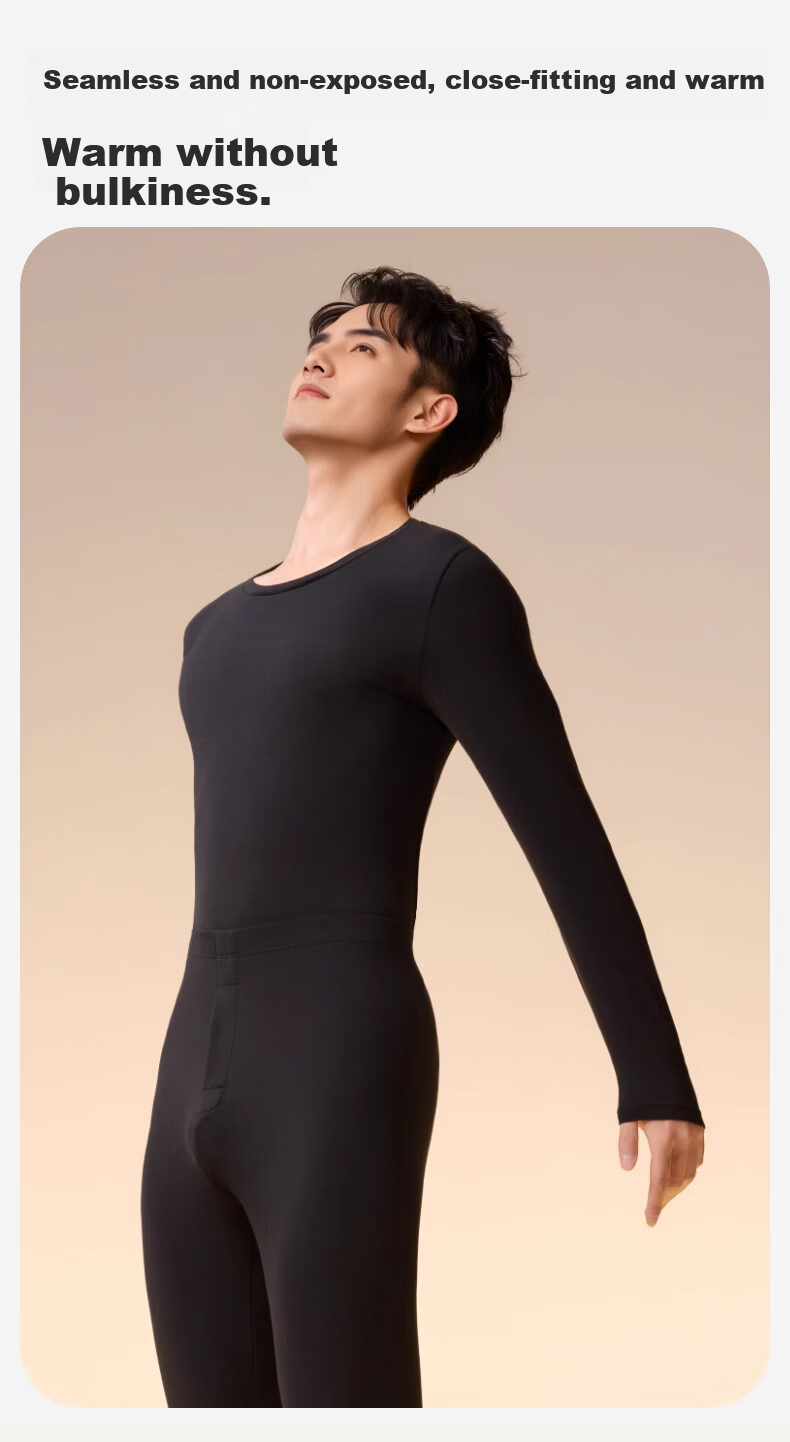 BOPRUIEY Men's Thermal Underwear 10A Antibacterial Breathable Single Top Goose Down Camellia Oil Moisturizing Warm Heating Men's Base Shirt 11