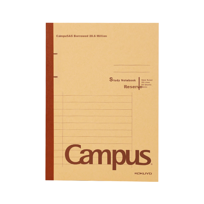 KOKUYO Campus Study Notebook Kraft Paper Series A5 Student Memo Notebook 60 Pages 1 Pack WCN-CNB3667