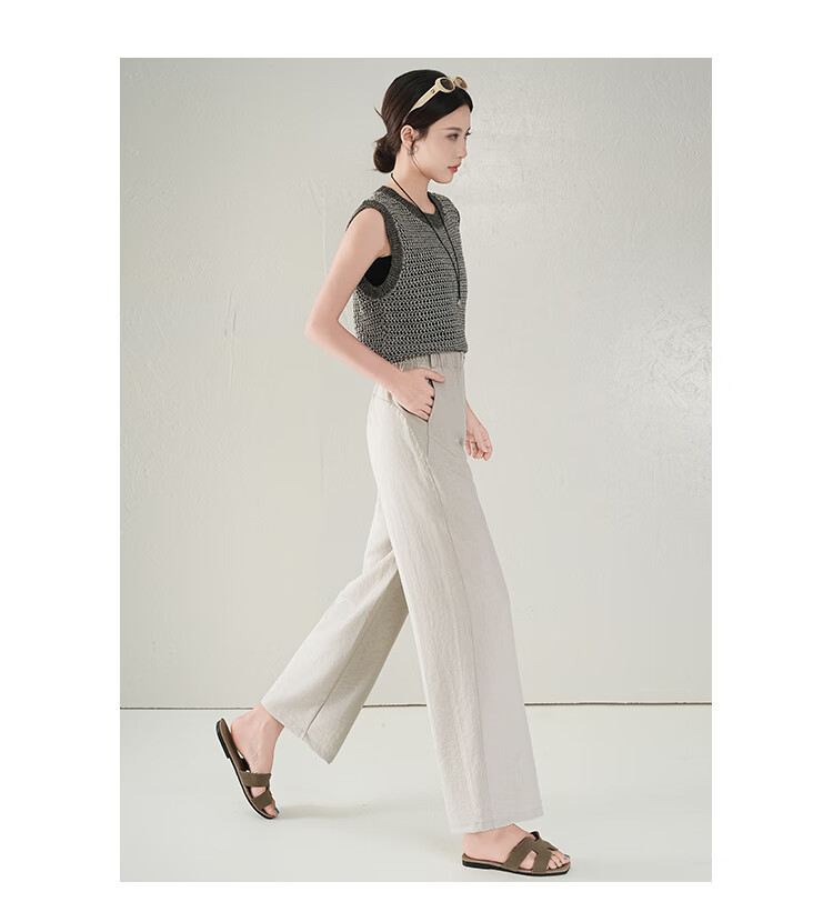 Free Style Women's Nine-Point Linen Wide-Leg Pants Summer Thin High Waist Slim Loose Cool Straight Casual Trousers 2026 New Arrival 16