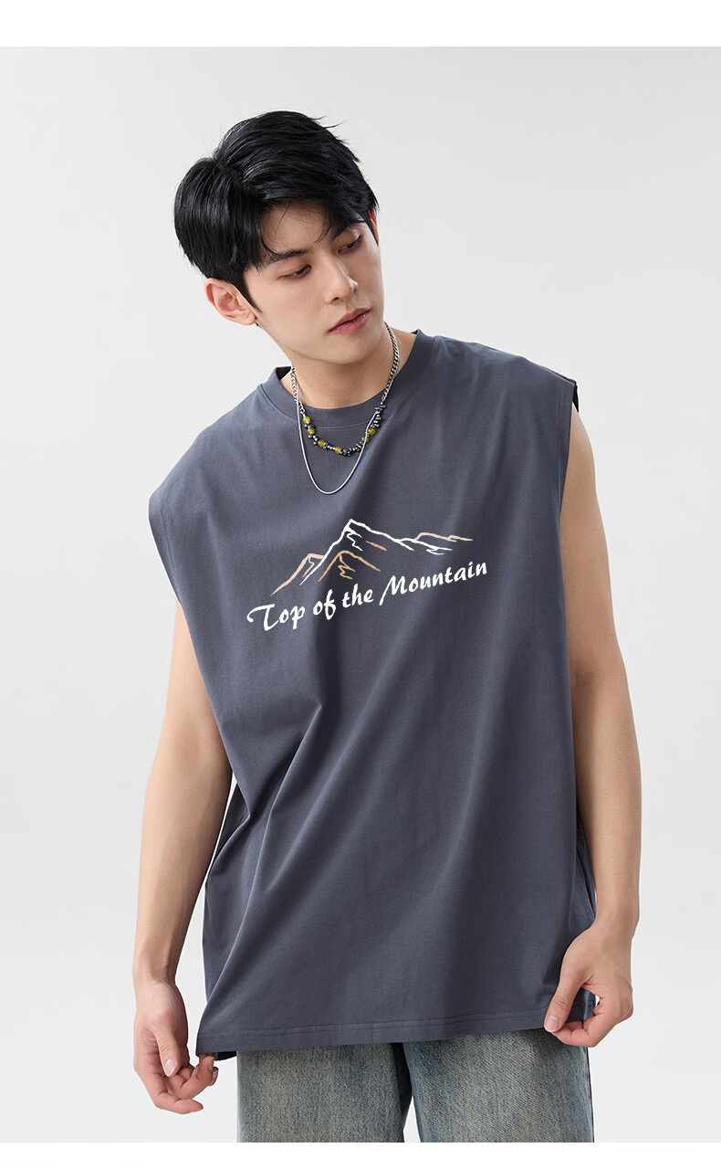 Baleno American Style Sleeveless Vest Men 2026 Summer Heavyweight Cotton Men's Fitness Sports Tank Top Youth Plus Size Sweatshirt 16