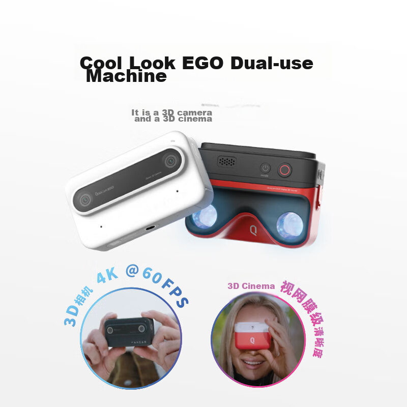 KanDao Sees Cool QooCam EGO Instant View 3D Camera, Dual-Lens 4K Action Camera VR Compatible, 3D Instant Capture, Sees Technology 3D Camera, Black