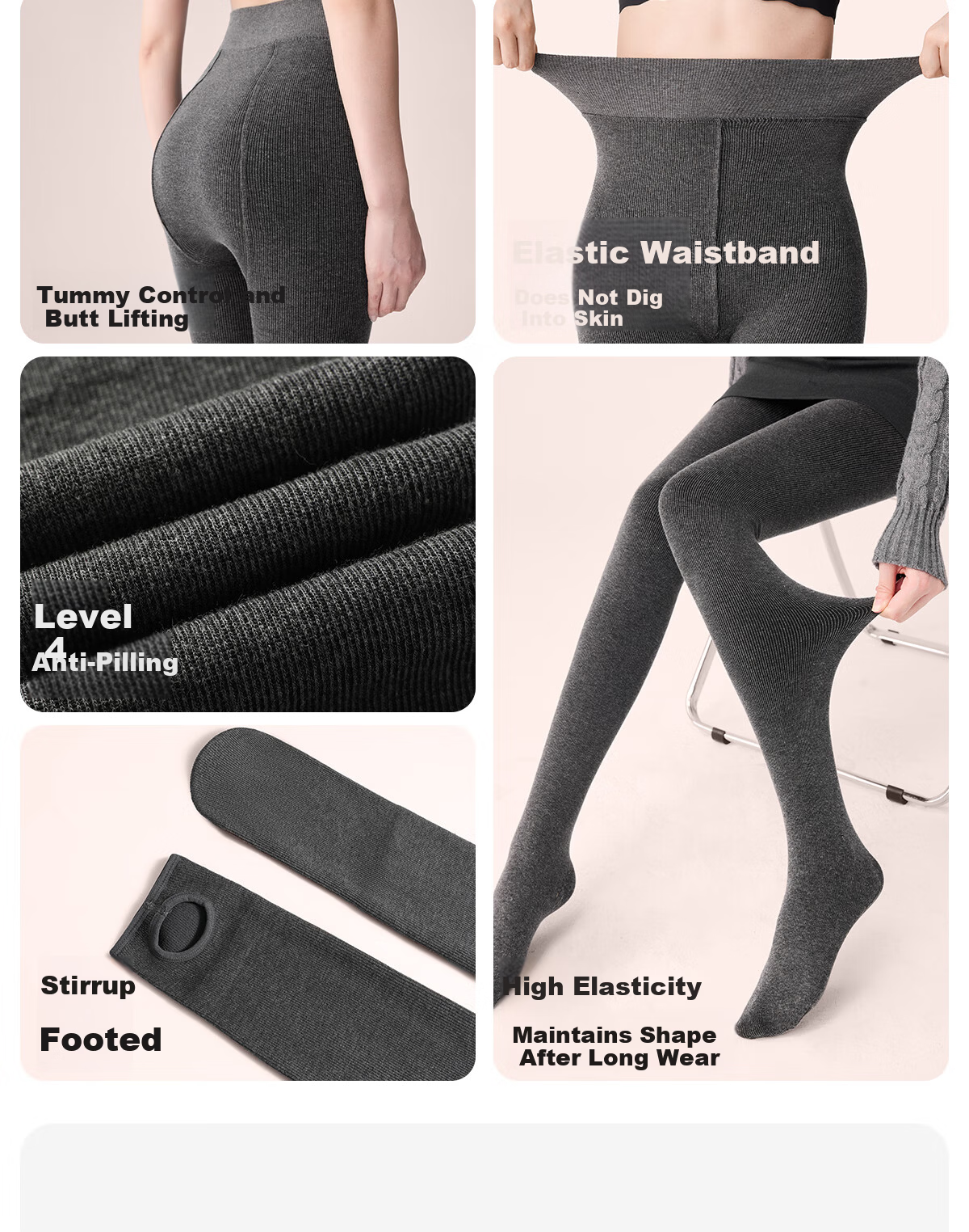 BONAS 26 New Women's Leggings with Fleece Lining, Bare-Leg Effect, Autumn And Winter Cotton Vertical Striped Thick Warm Slimming Tights 25