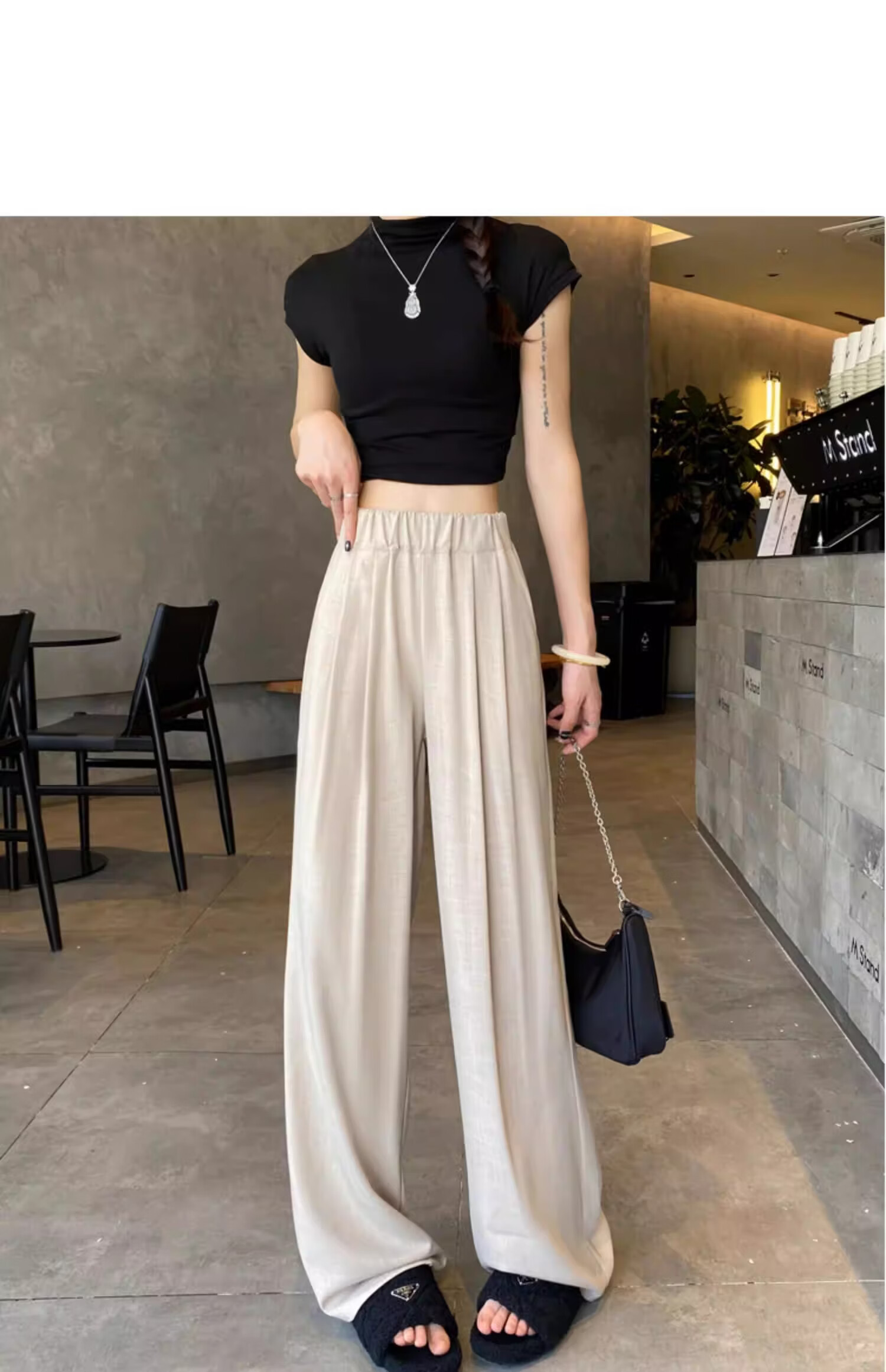 Langsha TR Bamboo Fiber Summer Wide-Leg Pants for Women Thin Draped Loose Casual New Chinese Style Ice Silk Trousers 27