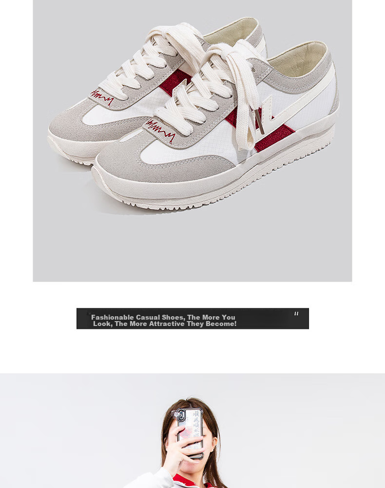 Warrior Official Canvas Shoes Women Summer 2026 Versatile Student Sports Shoes Thick Sole Height Increasing Sneakers Beige Gray Red Size 37 9