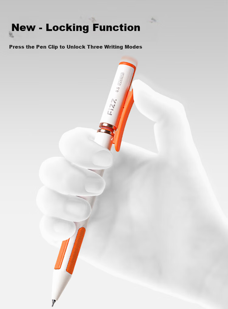 Fizz 2nd Generation Precision Pen CS Dual Ballpoint Tip Black Technology Retractable Gel Pen Quick-Dry Smooth Anti-Drop Exam Writing Pen White for Middle and High School Students 3