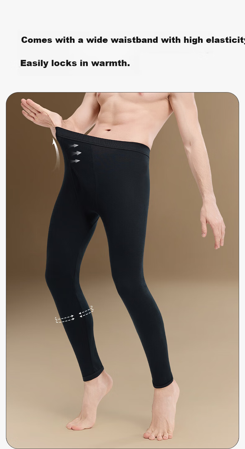 Herbal Original Color Men's Thermal Long Johns 100% Cotton Breathable Antibacterial Loose Fit 10A Autumn Winter Heat Retaining Base Layer Pants 2025 5