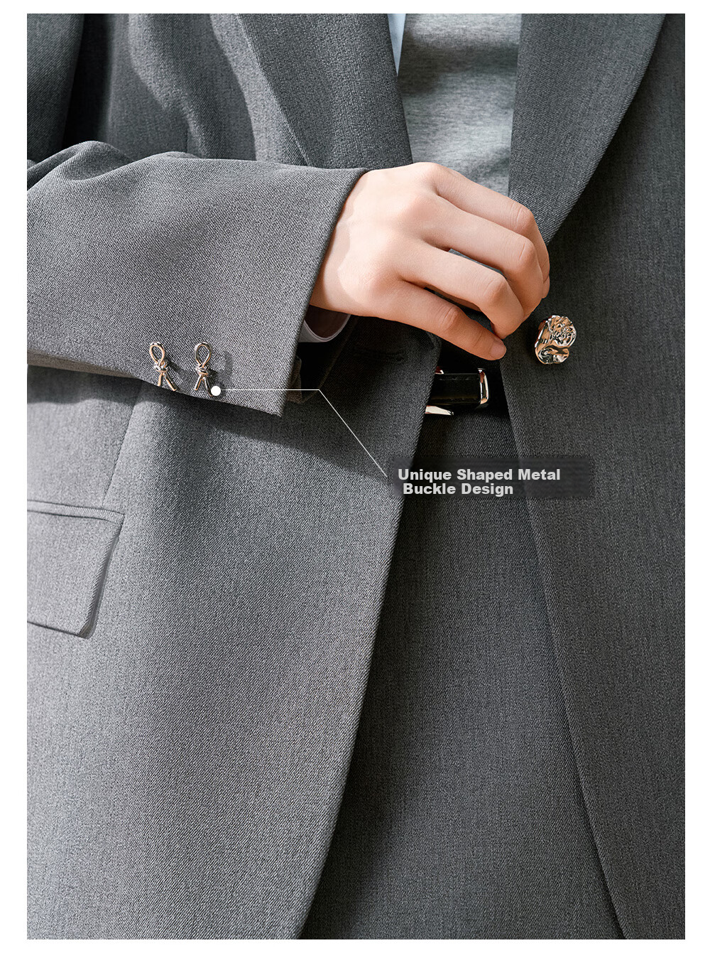Miss Bird Gray Suit Set Women's Autumn Business Formal Bank Professional Straight-Leg Blazer for College Commuting 4