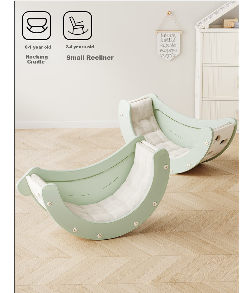 HOBBY TREE Children's Rocking Chair Multifunctional Table Baby Play and Study Desk Writing Table Climbing Frame Leisure Recliner with Cushion 8