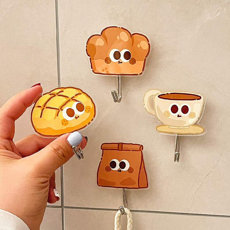 Fan Ye Acrylic Hooks 7-Pack Strong Load-Bearing No-Drill Adhesive Hooks for Bathroom Door Kitchen Wall Damage-Free Sticky Hooks