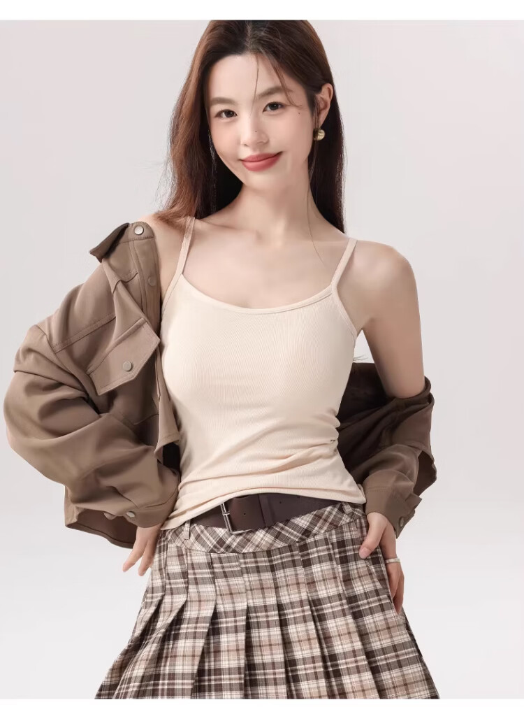 Langsha Pure Cotton Women's Summer Camisole Thin Strap Vest Slim Fit Sleeveless Top with Side Coverage and Beautiful Back Design 5