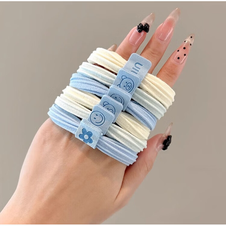 YeFeiLi Two-Piece Set Blue Comb Cushion Brush Hair Tie Massage Comb Long Hair Curling Brush Elastic Hair Band High Elasticity Hair Rope 6