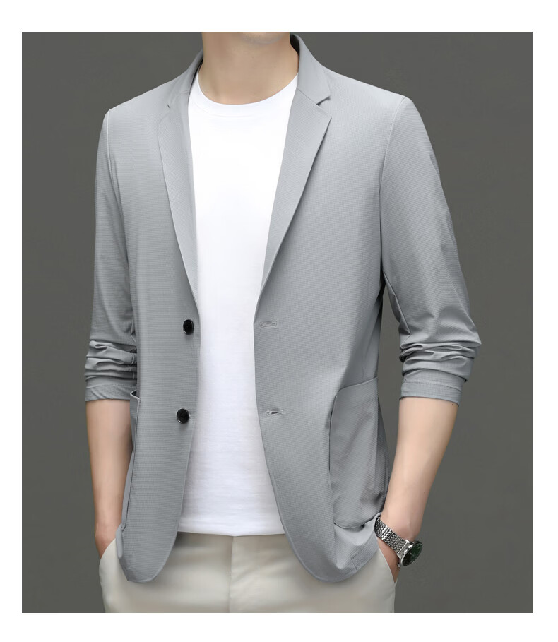 Pierre Cardin Father's Day Gift Sun Protection Suit Men's Ice Silk Seamless UV-Resistant High-End Business Blazer Gray-Green M 24