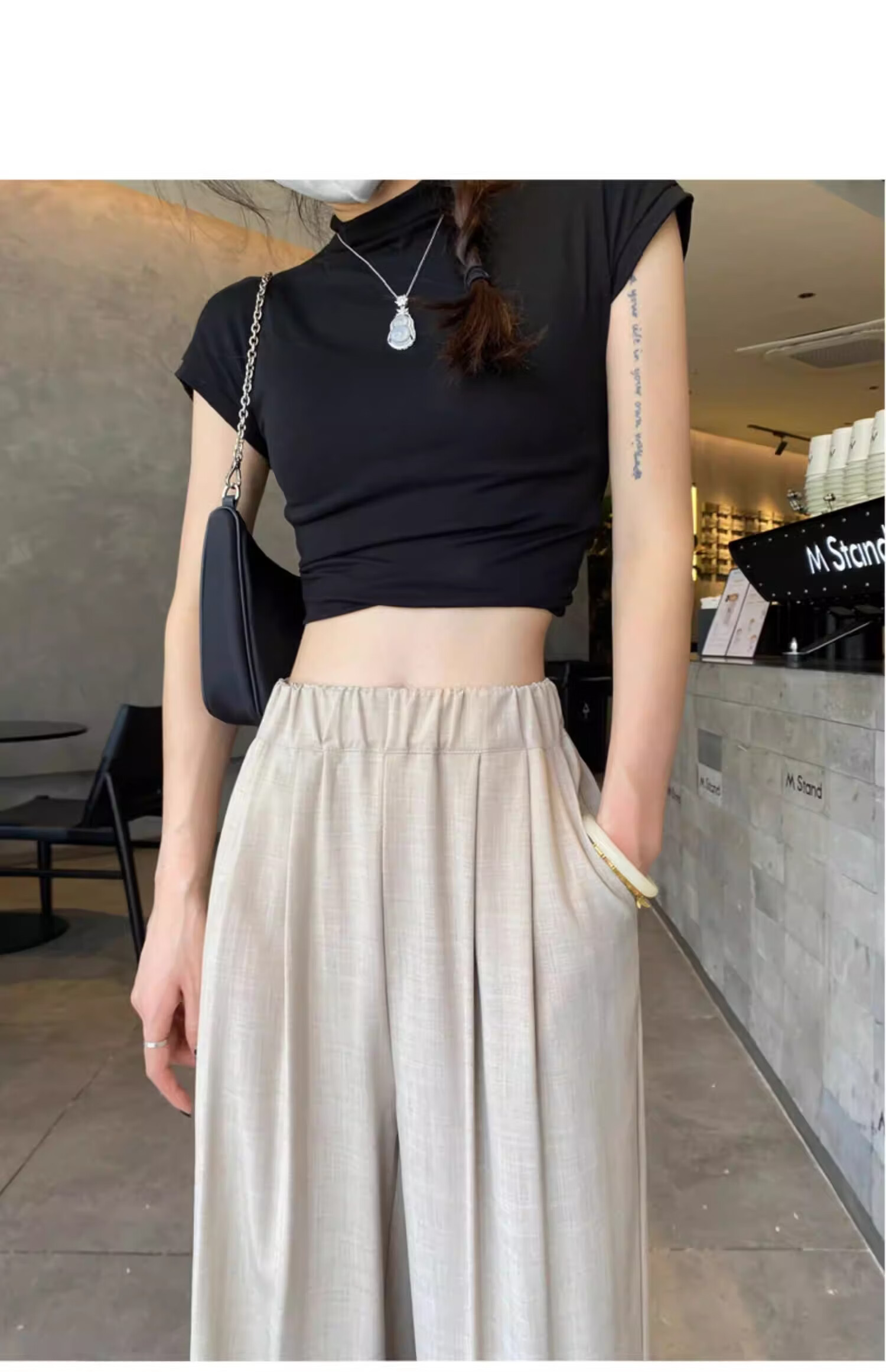 Langsha TR Bamboo Fiber Summer Wide-Leg Pants for Women Thin Draped Loose Casual New Chinese Style Ice Silk Trousers 25