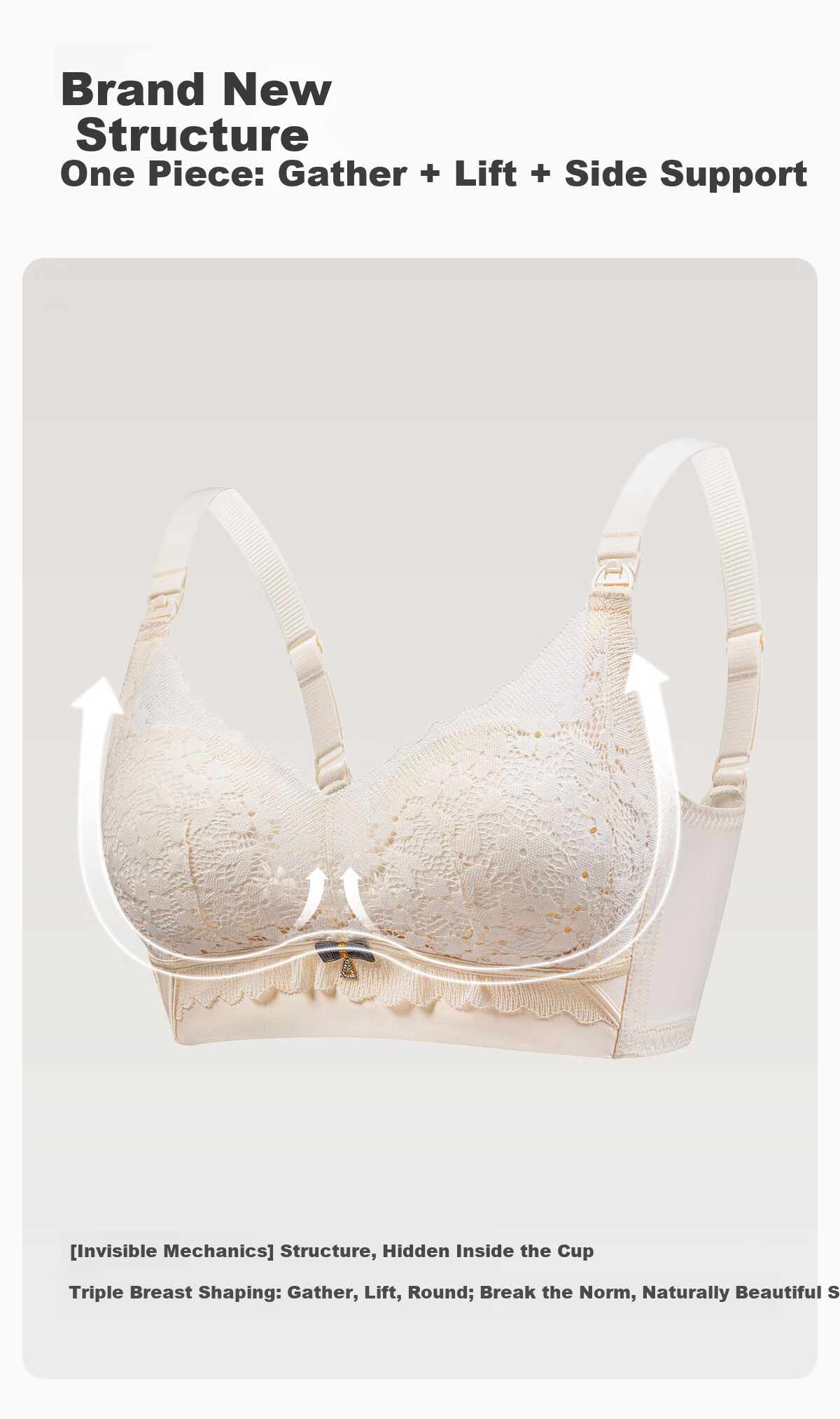 JOYNCLEON Luxury Fragrance Lady Maternity Nursing Bra Anti-Sagging Push-Up Postpartum Breastfeeding Champagne XL 4