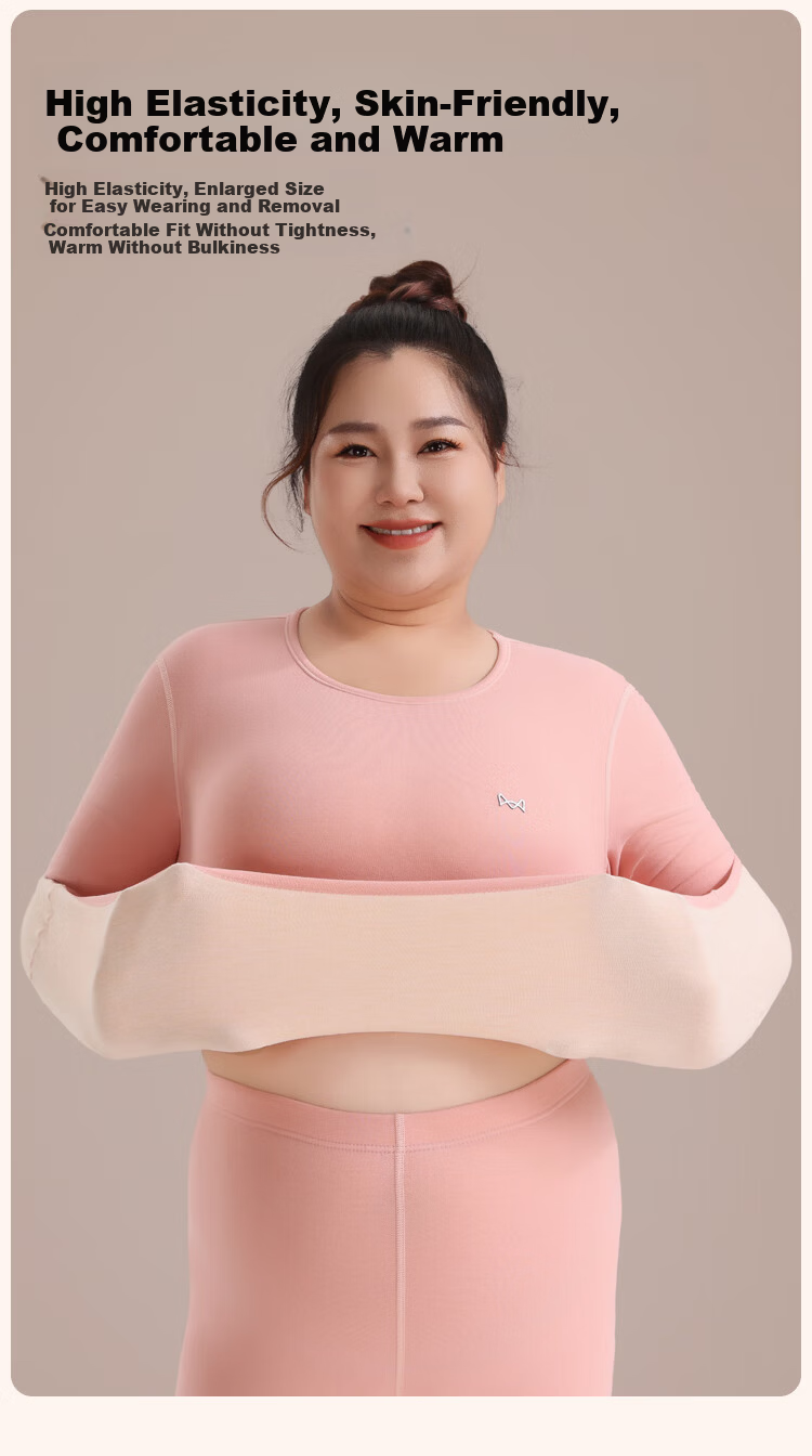 MiiOW Women's Cashmere Silk Thermal Underwear Plus Size Autumn Winter Fleece Thickened Warm Top 4