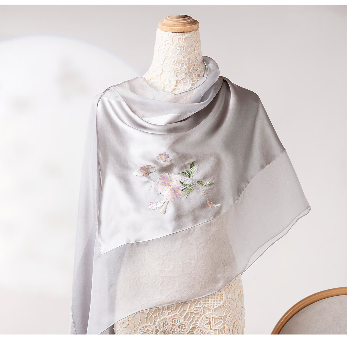 Zhijinlou 100% Mulberry Silk Scarf Non-Heritage Handmade Su Embroidery Genuine Silk Long Hangzhou Silk Shawl Birthday Gift 19