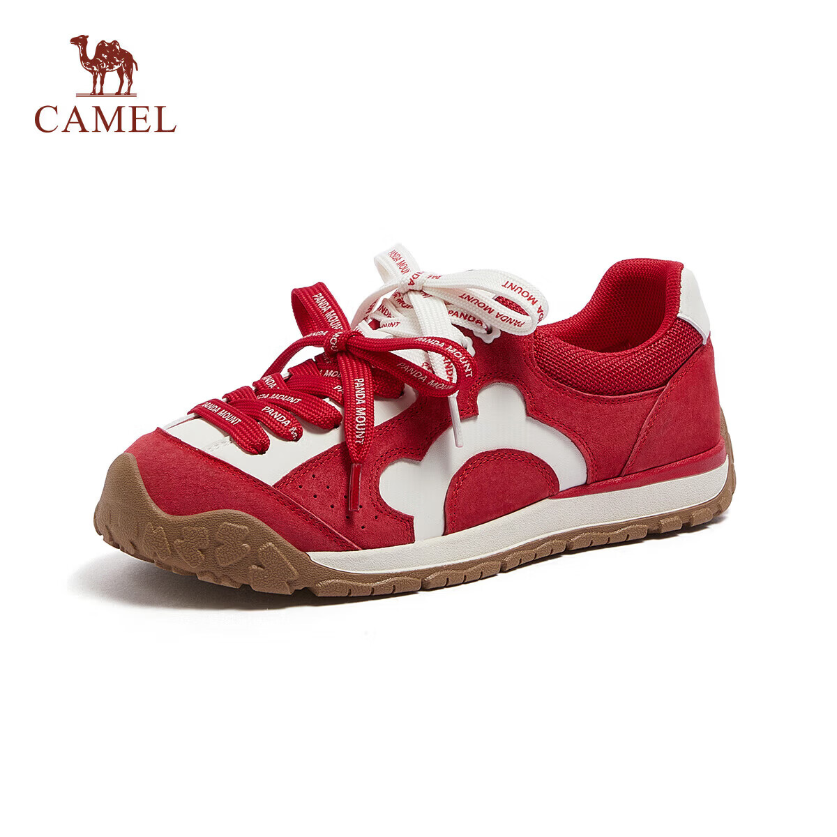CAMEL Lime Training Shoes Women Panda Collaboration Casual Shoes Mismatched Lace Running Shoes L26S577095 Red Size 39