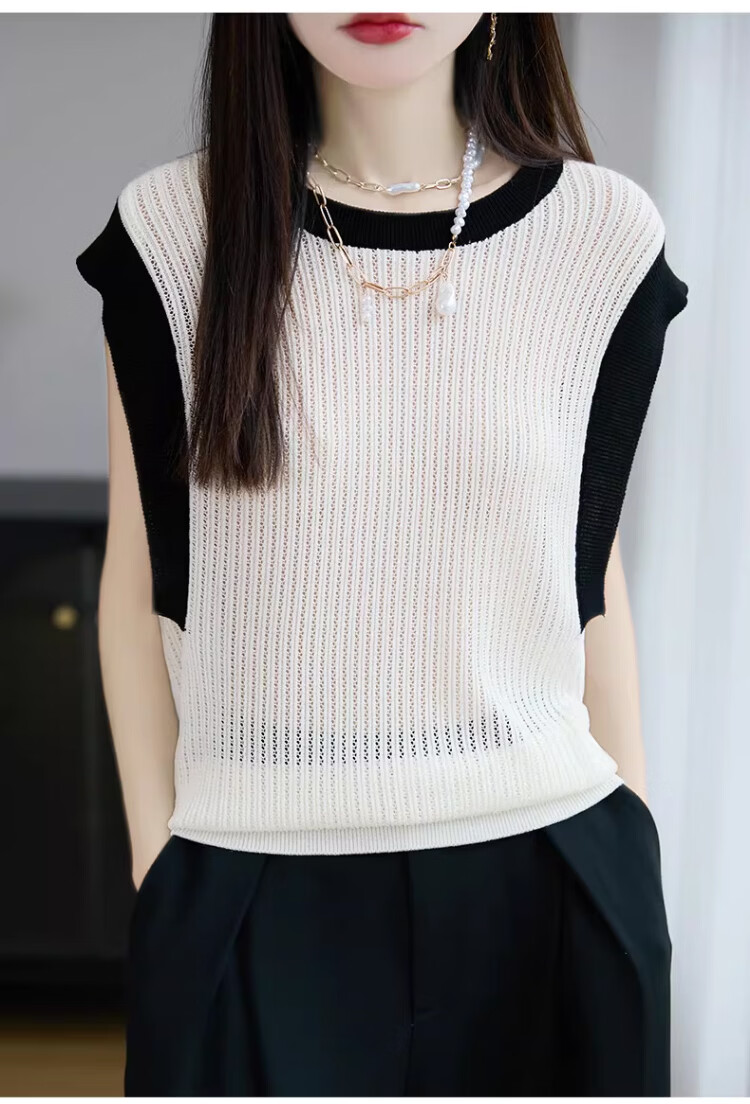 Tingmei Summer Lightweight Ice Silk Knit Vest Women Loose Korean Slim Fit Versatile Sleeveless Striped Fashion Top Innerwear 8