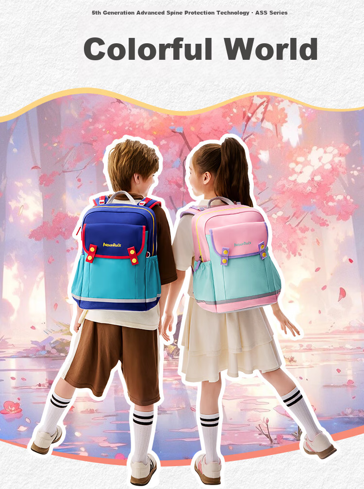 MoonRock 2025 New Children's Ergonomic Backpack Lightweight First Grade School Bag Wisteria 2