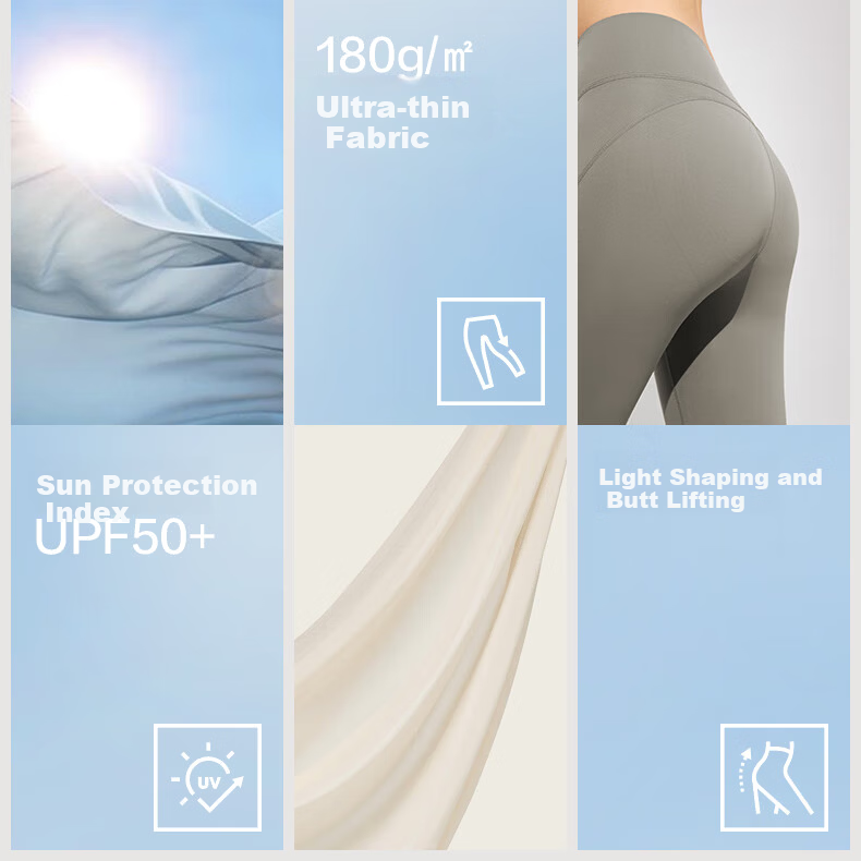 Youkeshu Women's Sharkskin Sun Protection Pants Lightweight Sports Yoga Pants High Waist Tummy Control Hip Lift Slimming Nude Feel Leggings 4