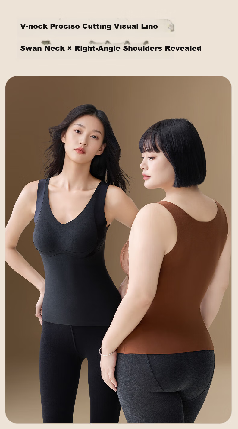 Herbal Original Velvet Warm Vest for Women with Chest Pad Thermal Base Layer High Elasticity Undershirt 2025 Autumn Winter New Edition 9