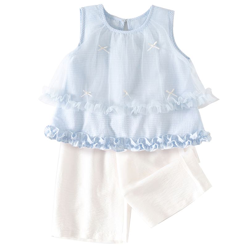 Banxidi Girls Summer Set New Fashionable Sleeveless Top and Children's Pants Princess Summer Outfit