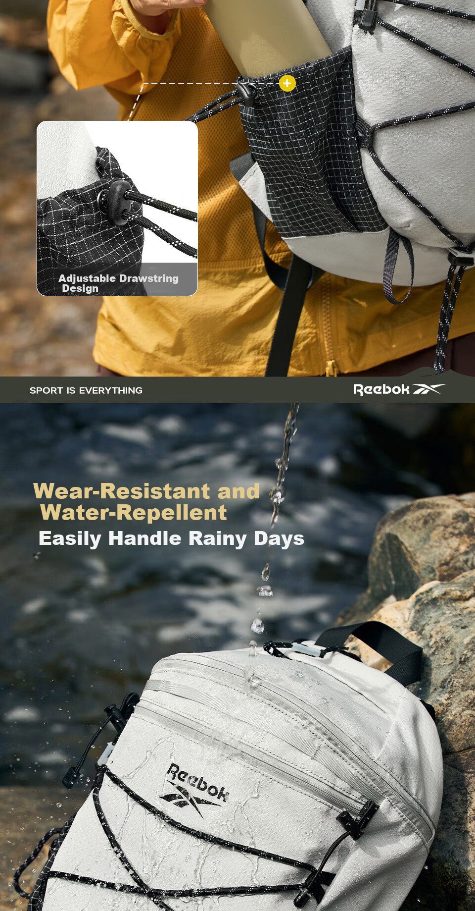 Reebok Lightweight Sports Men's Backpack Outdoor Travel Hiking Mountaineering Water-Resistant Mountain Bag for Women 7