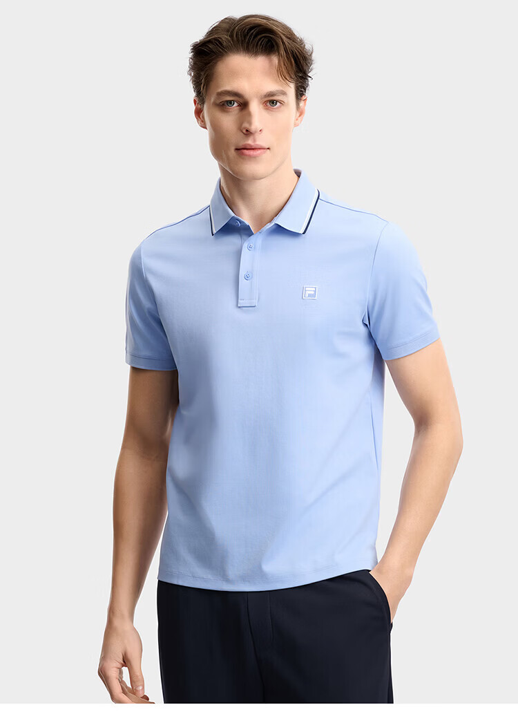 FILA Elite Men's Knitted Short Sleeve Polo Shirt 2026 Summer Simple Basic Casual Top 35