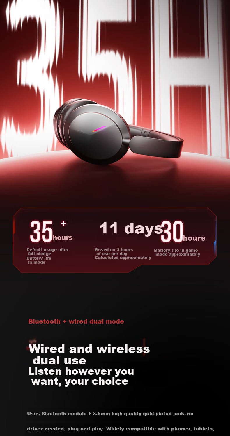 Lenovo Official JD Self-operated Gaming Headset Over-ear Bluetooth Wireless Long Battery Life FPS PUBG Delta Fearless Contract EH140 Black 10