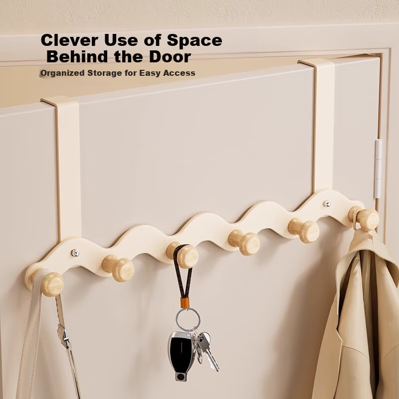 Tiger Mister Over Door Hook Rack No Drilling Bedroom Door Clothes Bag Storage 6 Hooks