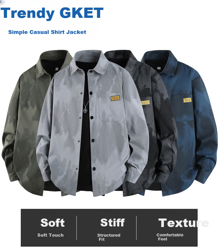 Top Youth Men's Long Sleeve Shirt Spring Autumn Plus Size Loose Casual Thin Printed Tie-Dye Shirt Black 2XL 2