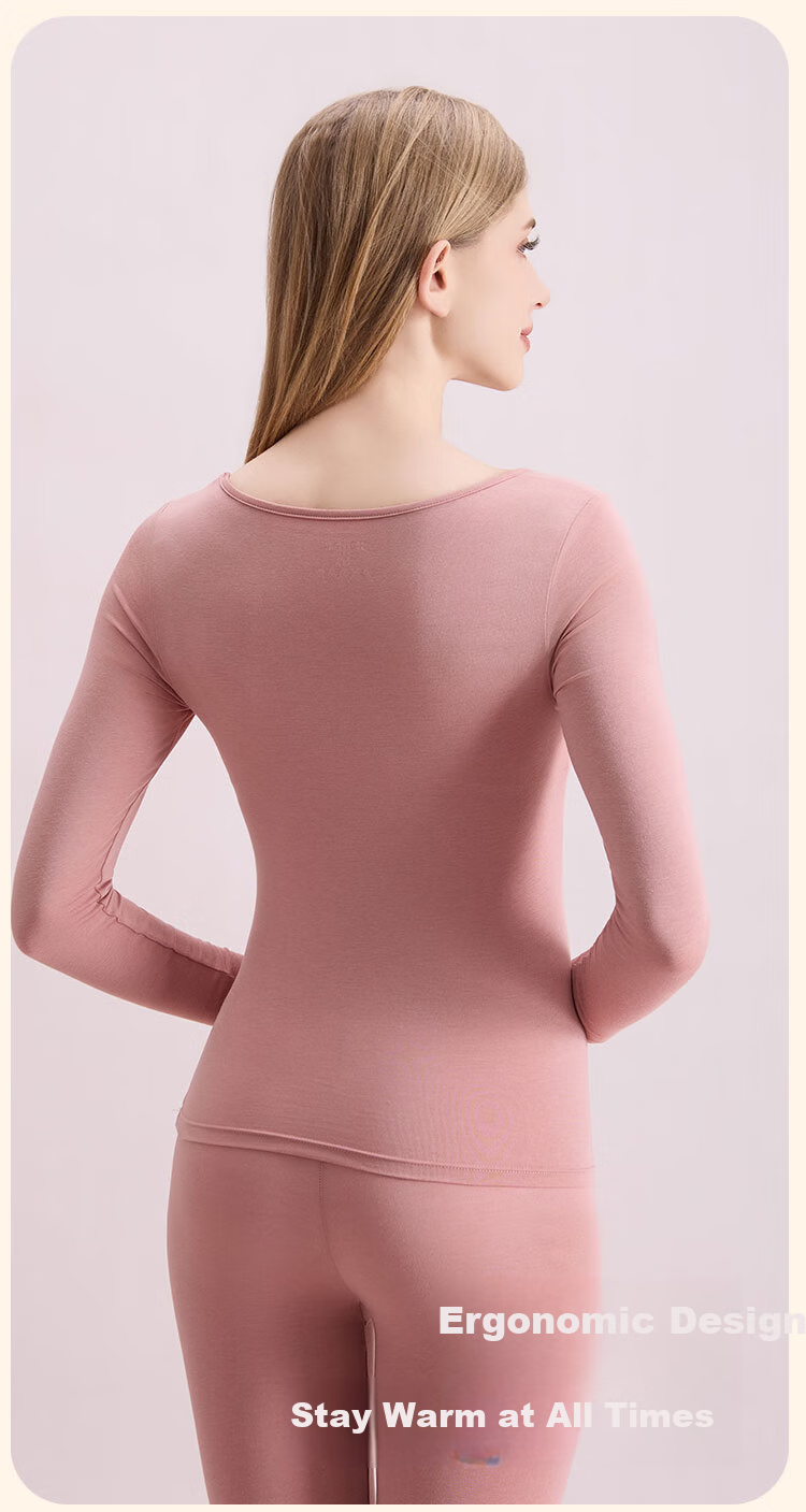 COVER ORANGE Women's Thermal Underwear Modal 7A Antibacterial High Elastic Slim Fit Skin-Friendly Seamless Base Layer Set 11