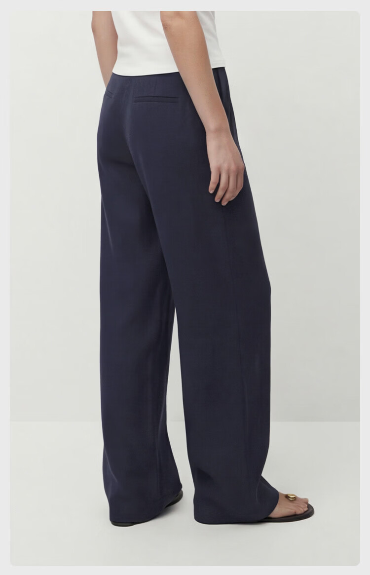 JD Jingzao Tencel Linen Wide-Leg Pants for Women Summer Thin Style Casual Straight Pants Navy Blue 2XL 18