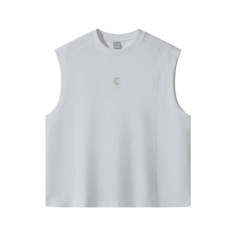 CABBEEN 280G Heavyweight Plain Cotton Men's Vest Soft Breathable Commuter Loose Drop Shoulder Versatile 2026 Season