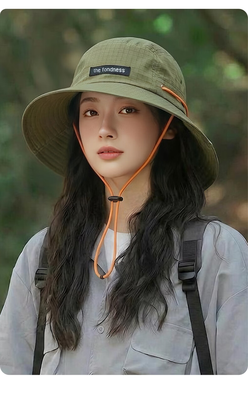 FitonTon Women's Summer Outdoor Mountaineering Sun Protection Hat Breathable Neck Guard UV Protection Embroidered Bucket Hat 9