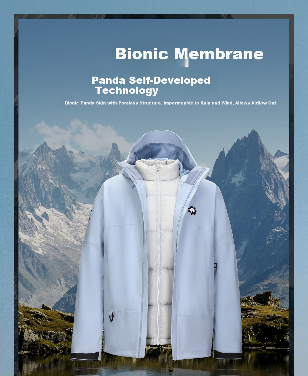 Panda [Rain Shell MAX] 3-in-1 Goose Down Liner Waterproof Jacket Unisex Cold-Resistant Warm Autumn Winter Hiking Coat B297, XS 3