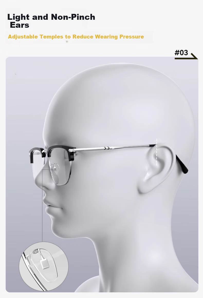 40,000km Ultra-Light Titanium Semi-Rimmed Prescription Glasses Frame for Men, Compatible with Prescription Lenses, Professional Online Customization, Blue Light Blocking Eyewear Frame 7